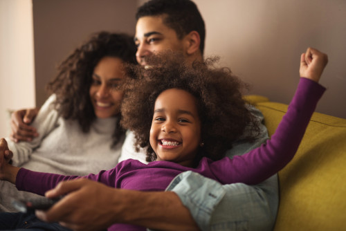 A happy family in their new home